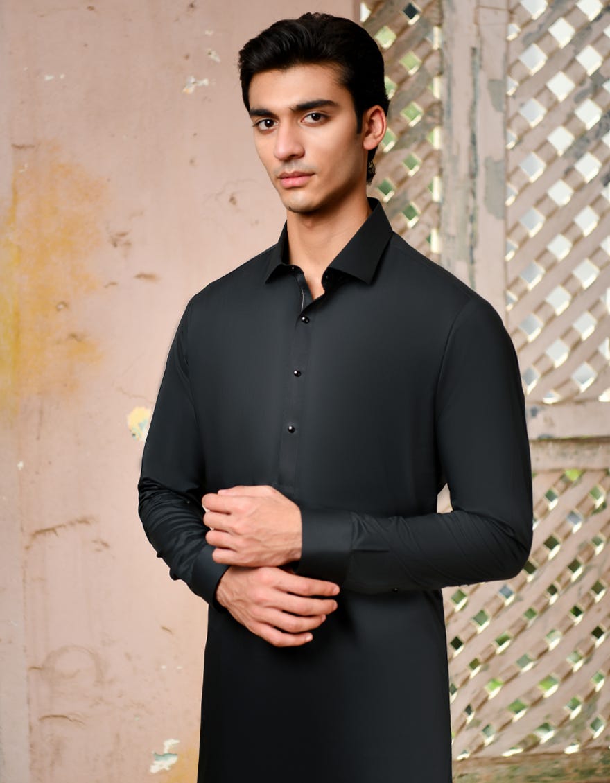 Dark Green Cotton Men's Kameez Shalwar | Jjks-S-32954