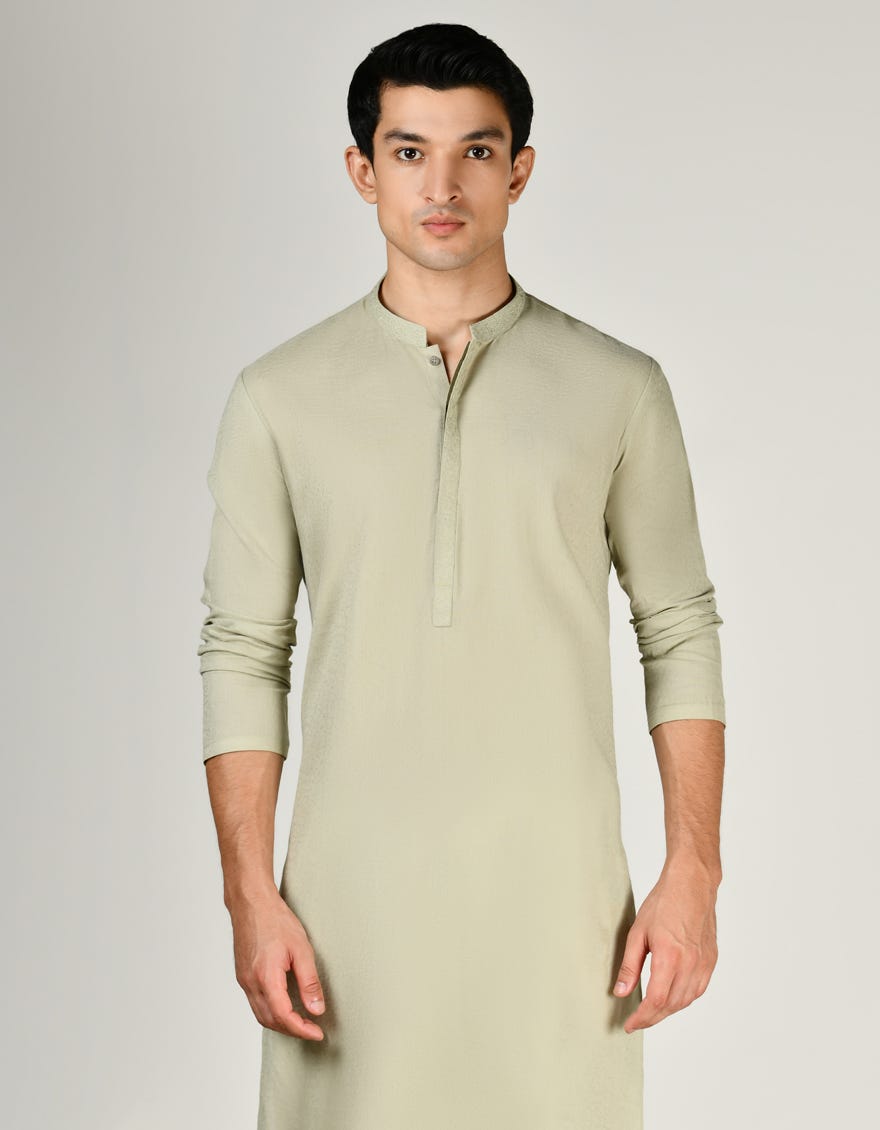 Apple Green Cotton Men's Kurta | Jjk-S-32979