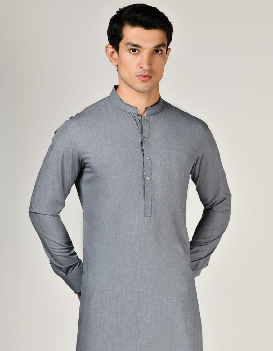 ASH GREY BLENDED KAMEEZ SHALWAR | JJKS-A-32982