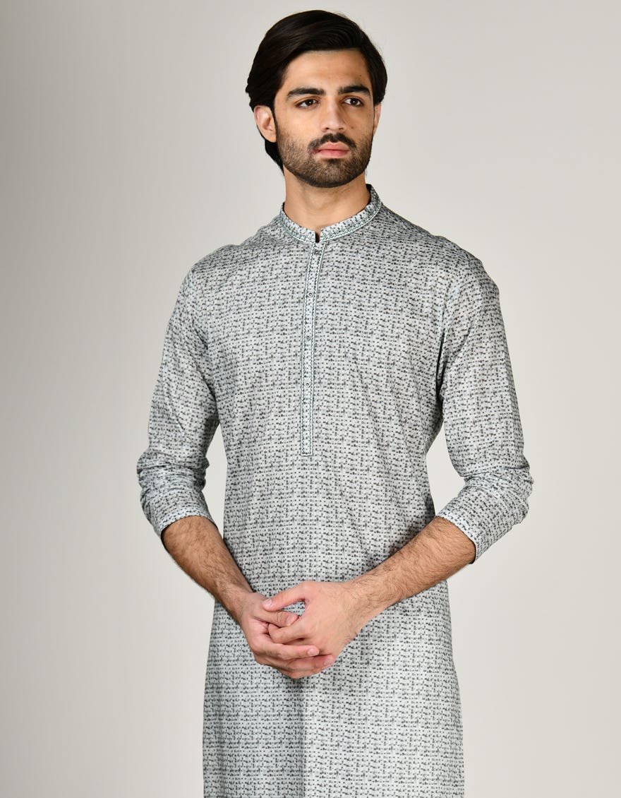 Grey Cotton Men's Kurta | Jjk-S-32984