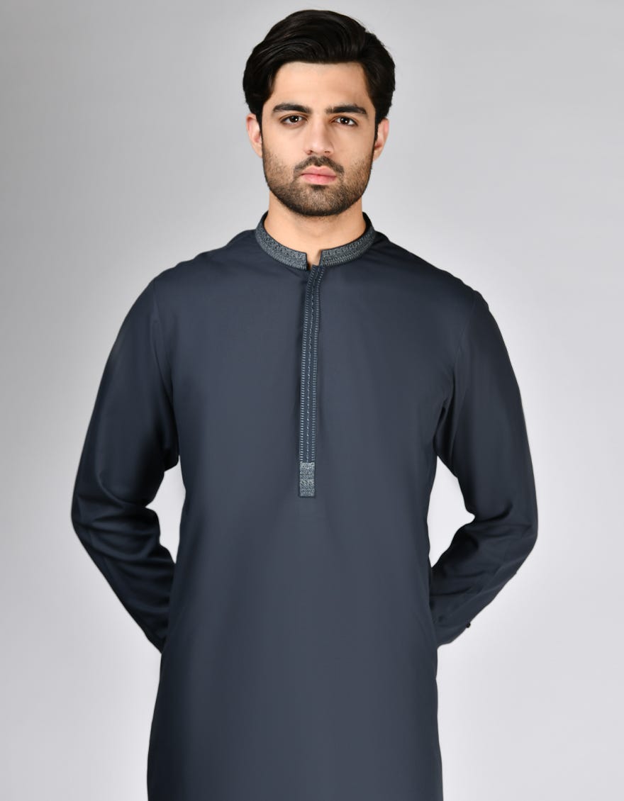 GREY BLENDED KURTA PAJAMA | JJKP-A-33103