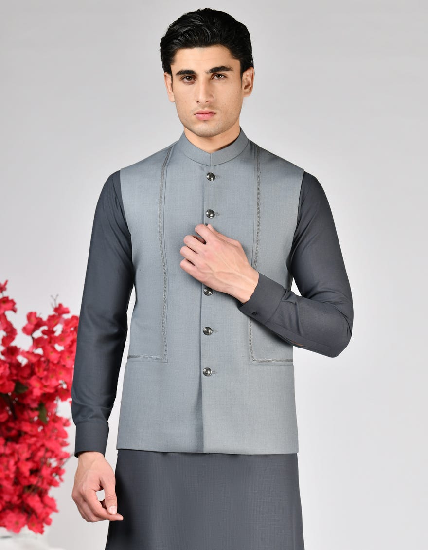 GREY PLAIN WAISTCOAT