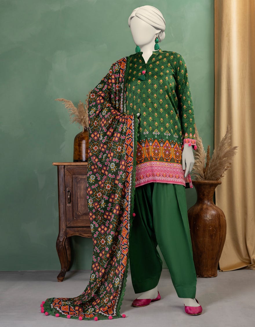 GREEN LAWN PRINTED UNSTITCHED 3PC