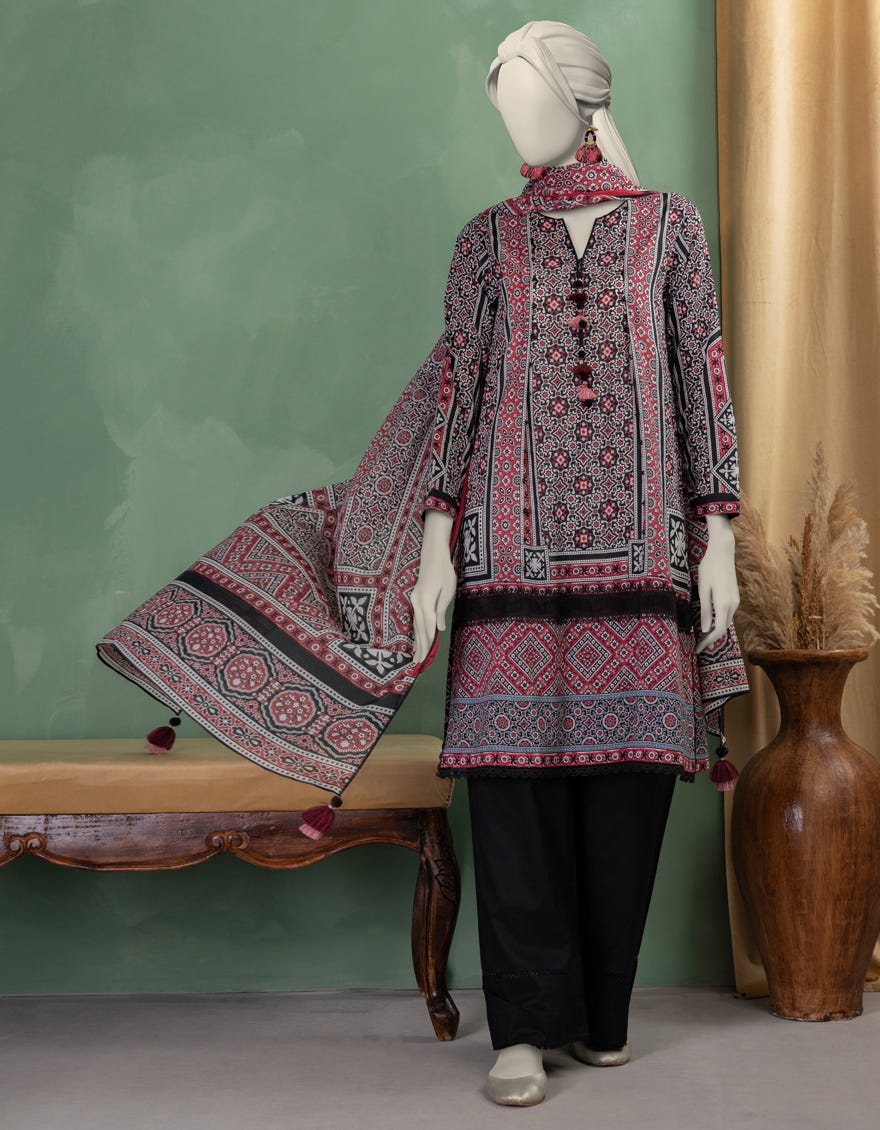 MULTICOLOR LAWN PRINTED UNSTITCHED 3PC