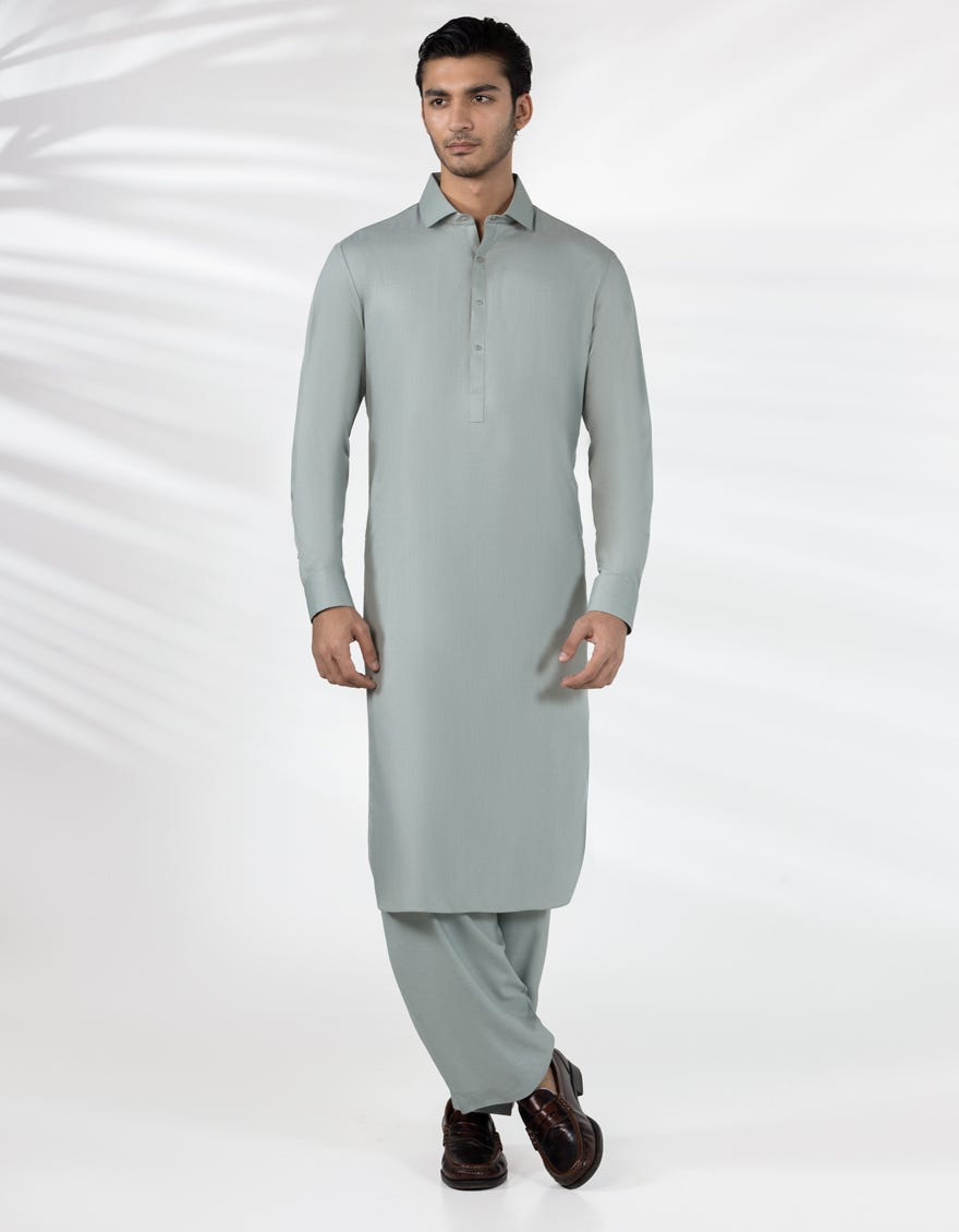 LIGHT GREEN BLENDED CASUAL KAMEEZ SHALWAR