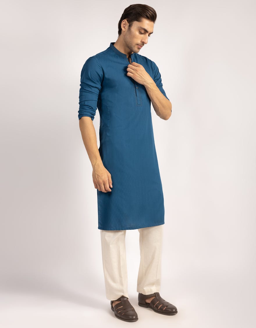 BLUE BLENDED SEMI-FORMAL KURTA