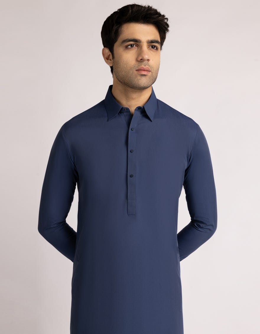 BLUE BLENDED CASUAL KAMEEZ SHALWAR