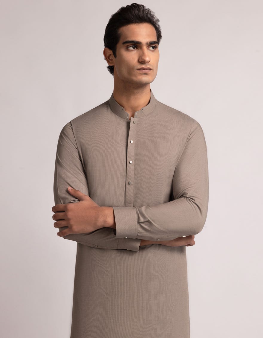LIGHT BROWN COTTON KURTA TROUSERS