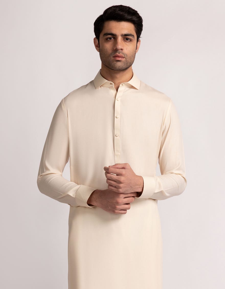 CREAM CASUAL KAMEEZ SHALWAR