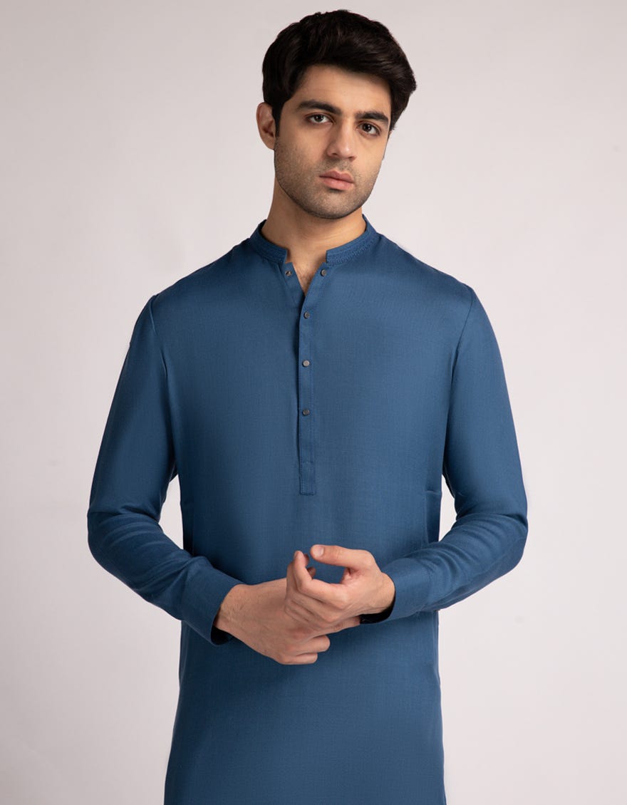BLUE SEMI-FORMAL KAMEEZ SHALWAR