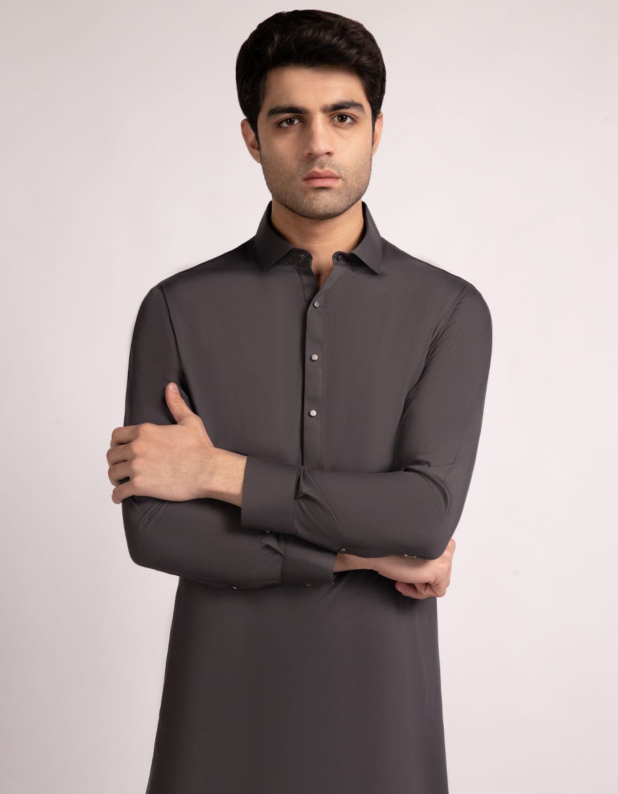DARK GREY CASUAL KAMEEZ SHALWAR