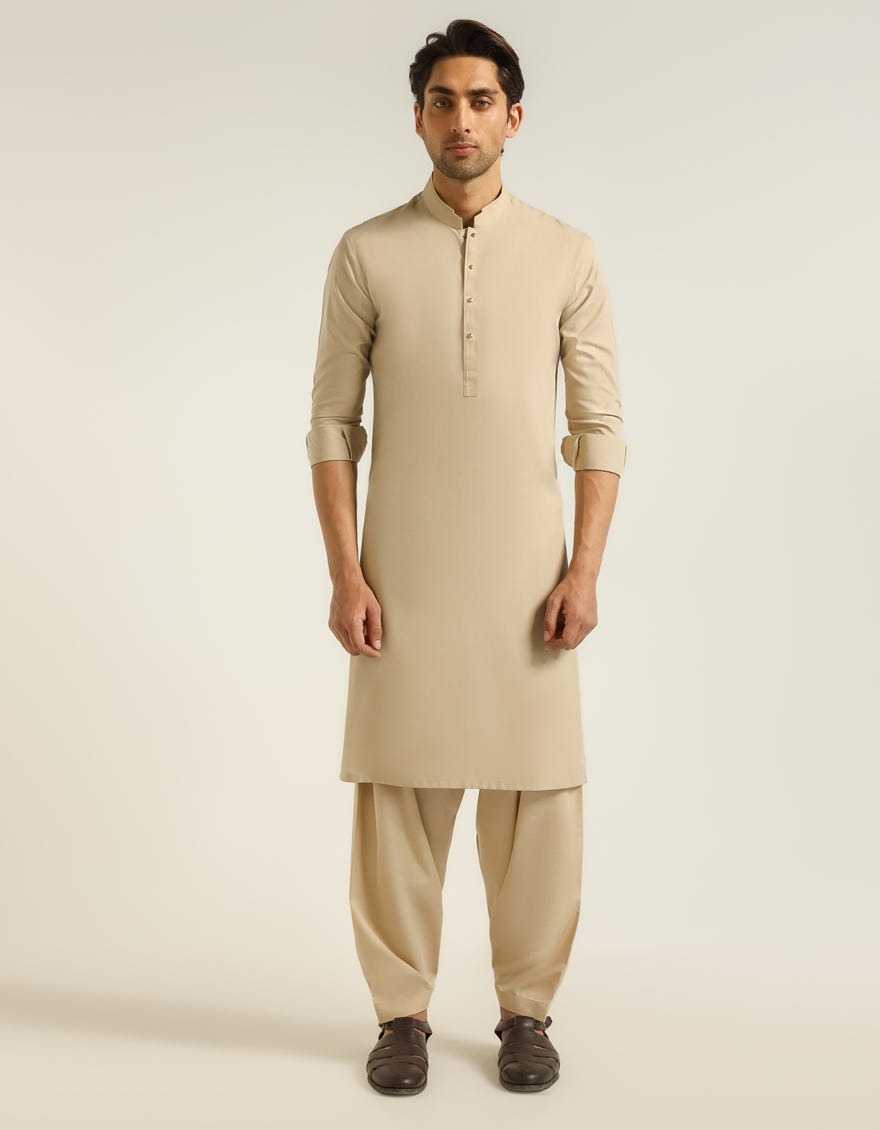 BEIGE CASUAL KAMEEZ SHALWAR