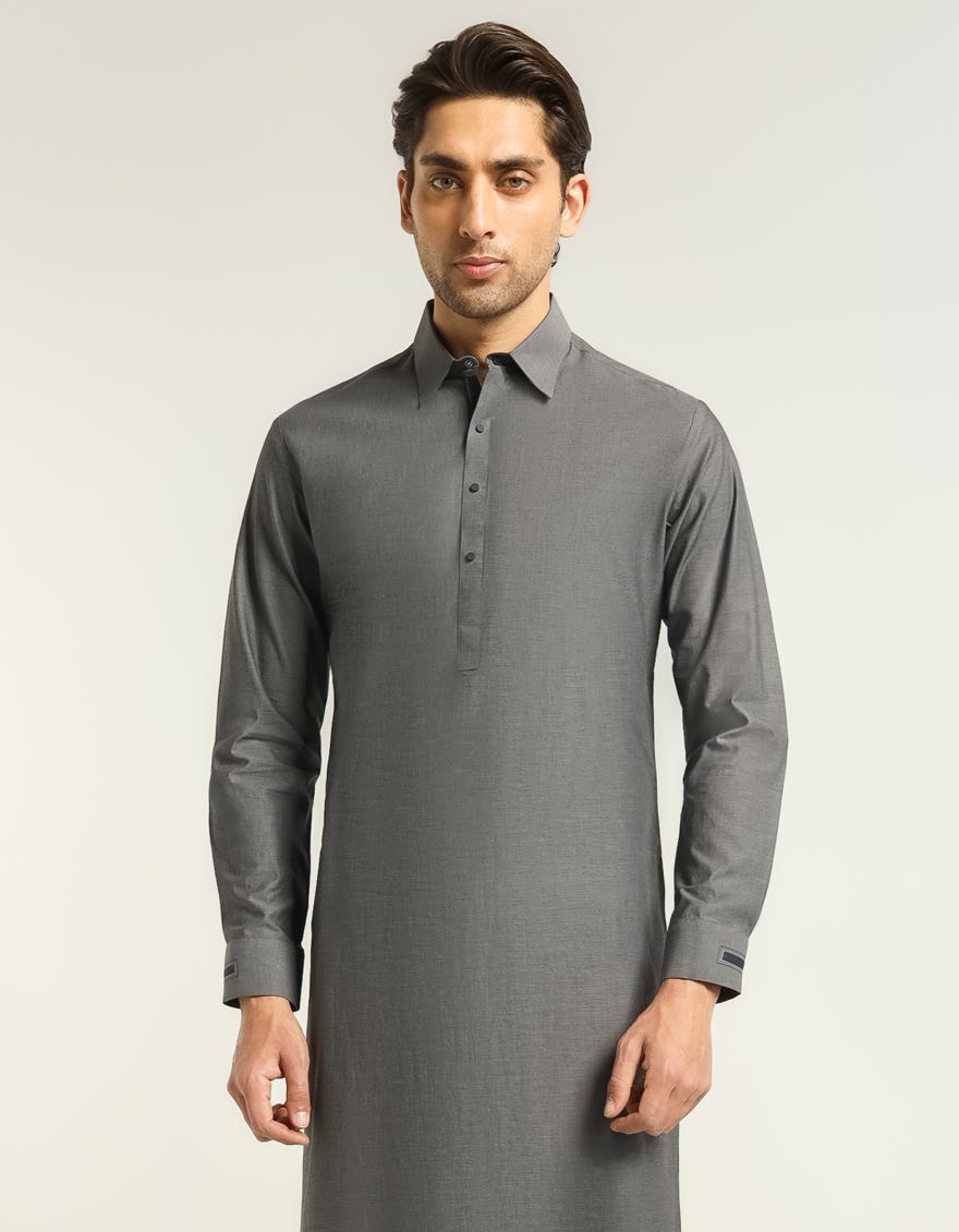 GREY COTTON CASUAL KAMEEZ SHALWAR