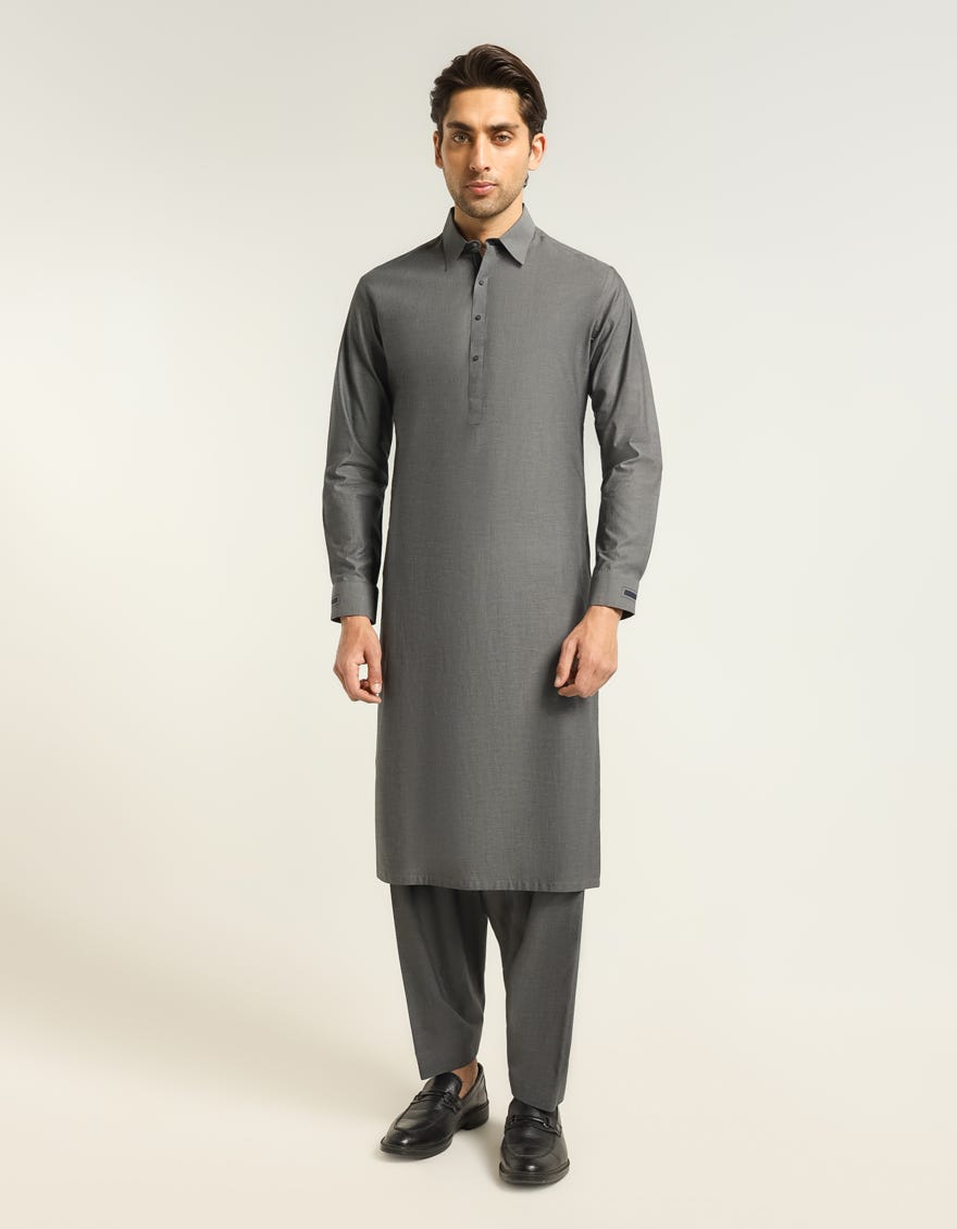 GREY COTTON CASUAL KAMEEZ SHALWAR