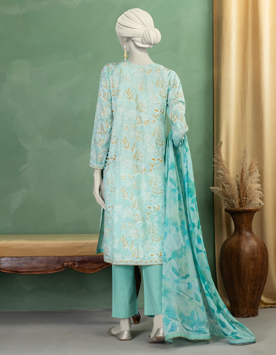 GREEN LAWN PASTE PRINTED UNSTITCHED 3PC