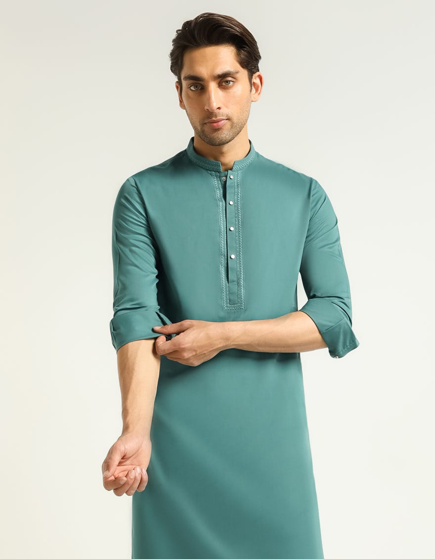 GREEN SEMI-FORMAL KAMEEZ SHALWAR