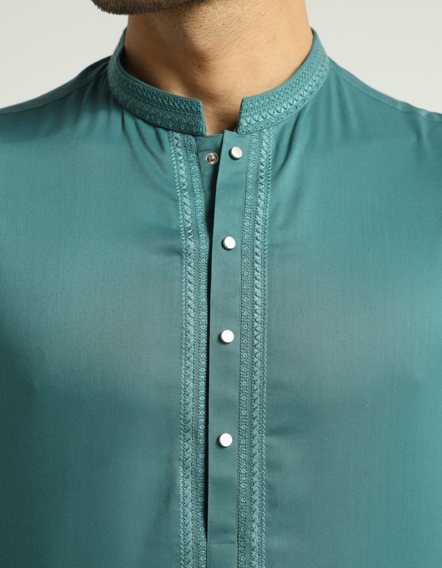 GREEN SEMI-FORMAL KURTA TROUSERS