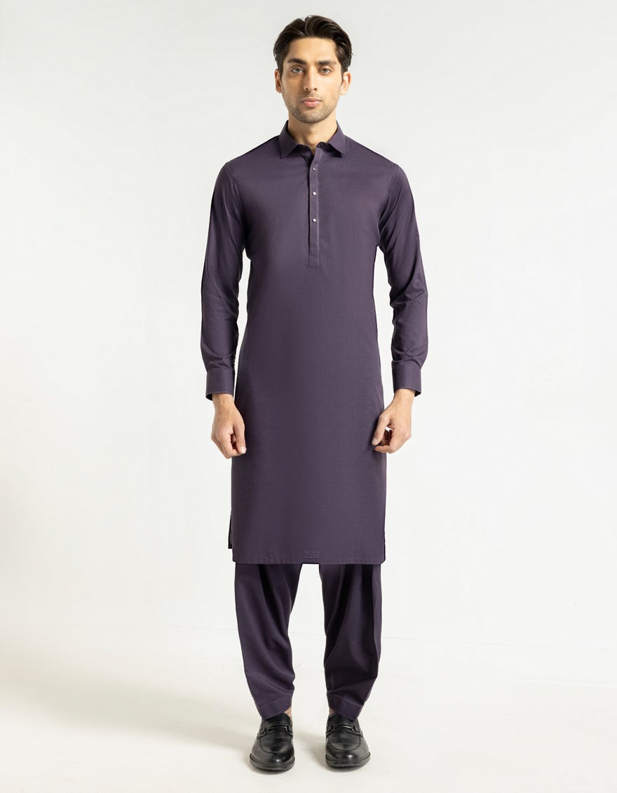 PURPLE PLAIN KAMEEZ SHALWAR
