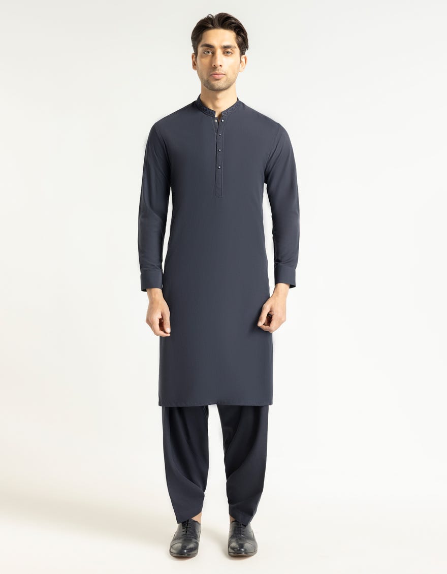 MIDNIGHT BLUE SEMI-FORMAL KAMEEZ SHALWAR