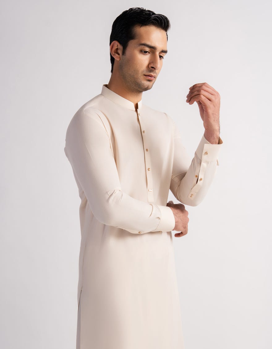 CREAM CASUAL KAMEEZ SHALWAR