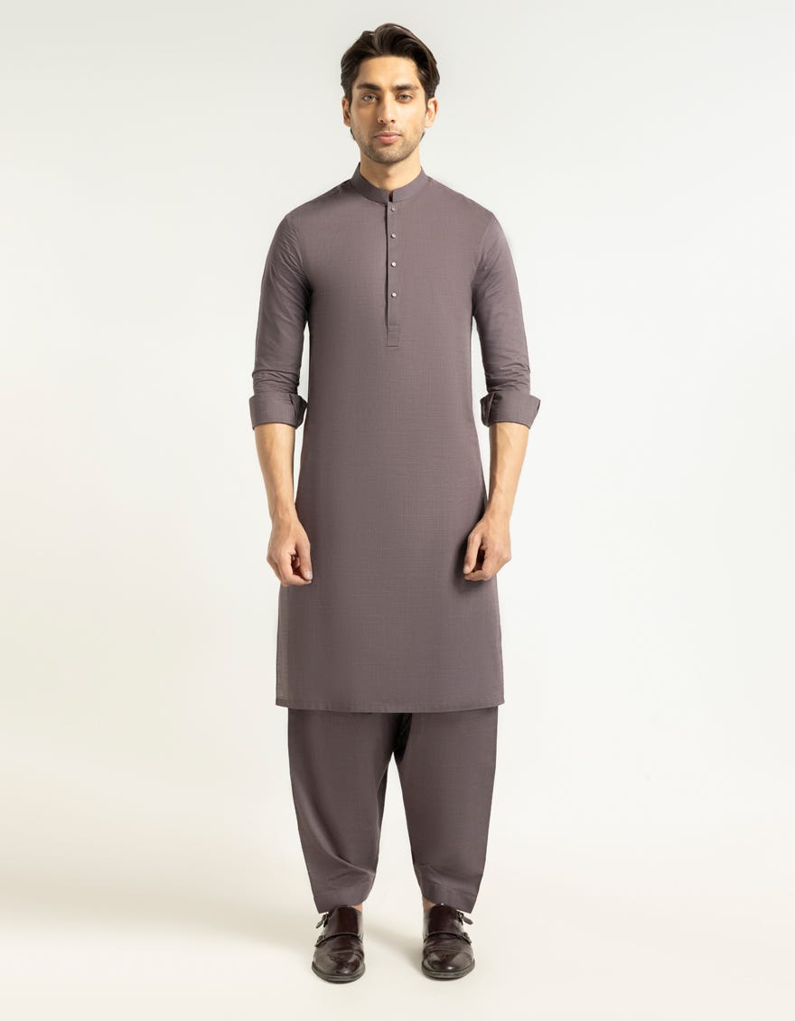 DULL BROWN CASUAL KAMEEZ SHALWAR – J.