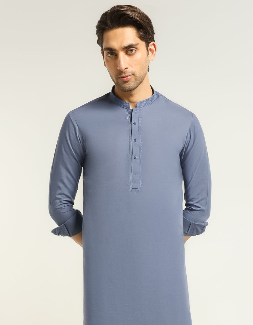 BLUE SEMI-FORMAL KAMEEZ SHALWAR