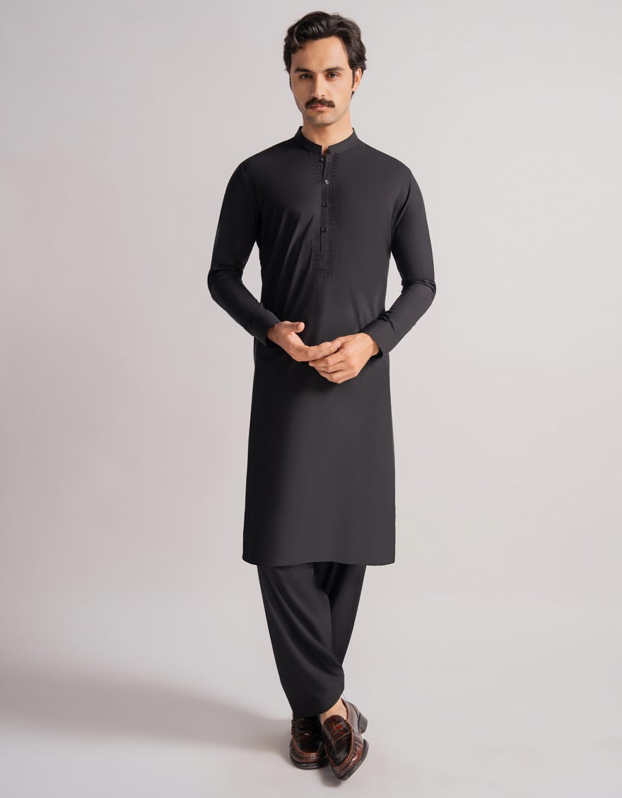 BLACK SEMI-FORMAL KAMEEZ SHALWAR