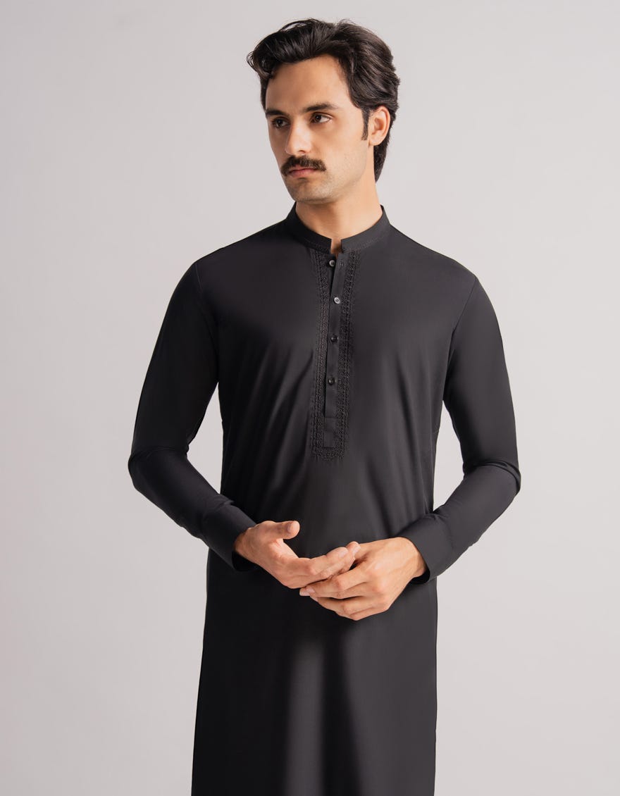 BLACK SEMI-FORMAL KAMEEZ SHALWAR