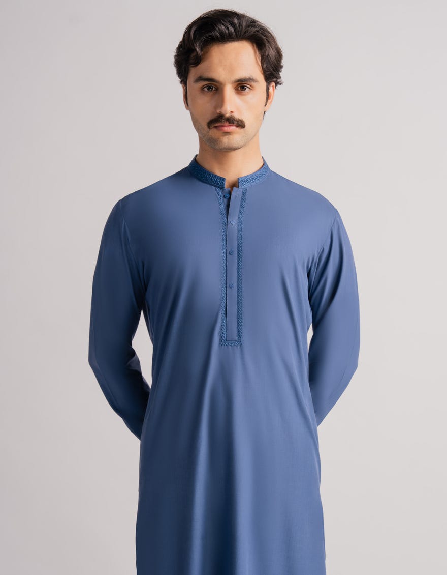 BLUE SEMI-FORMAL KAMEEZ SHALWAR