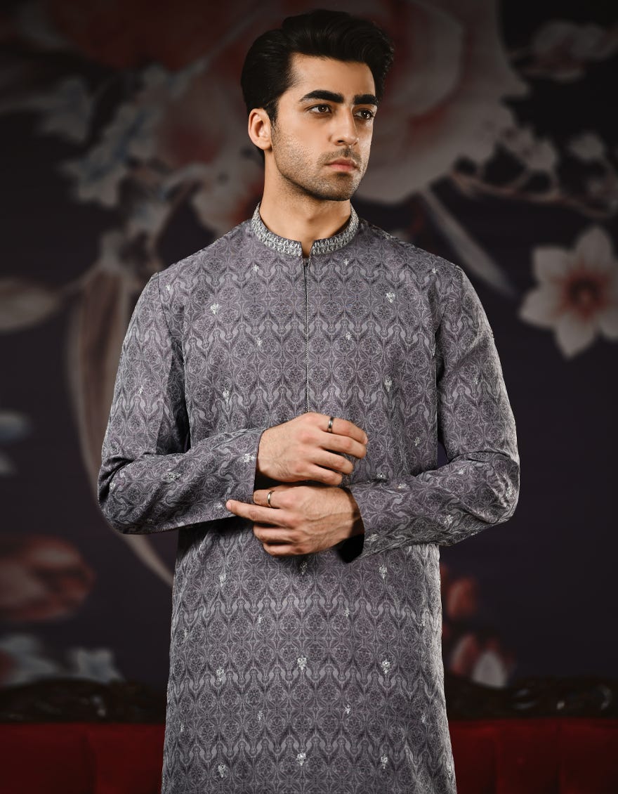 Deep Purple Jamawar Special Men's Kurta | Jjk-Sp-34190