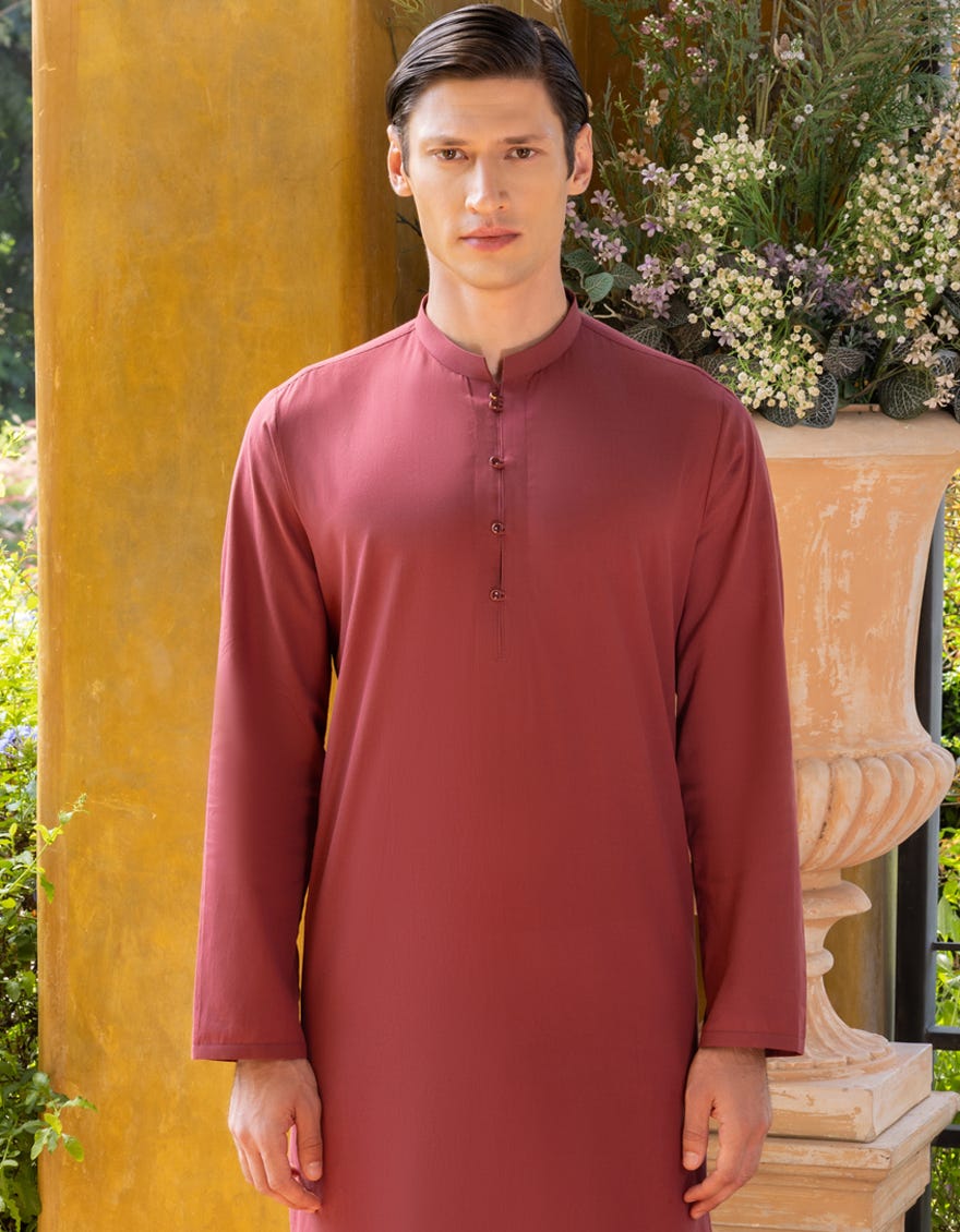 Red Cotton Men's Kurta | Jjk-S-34289