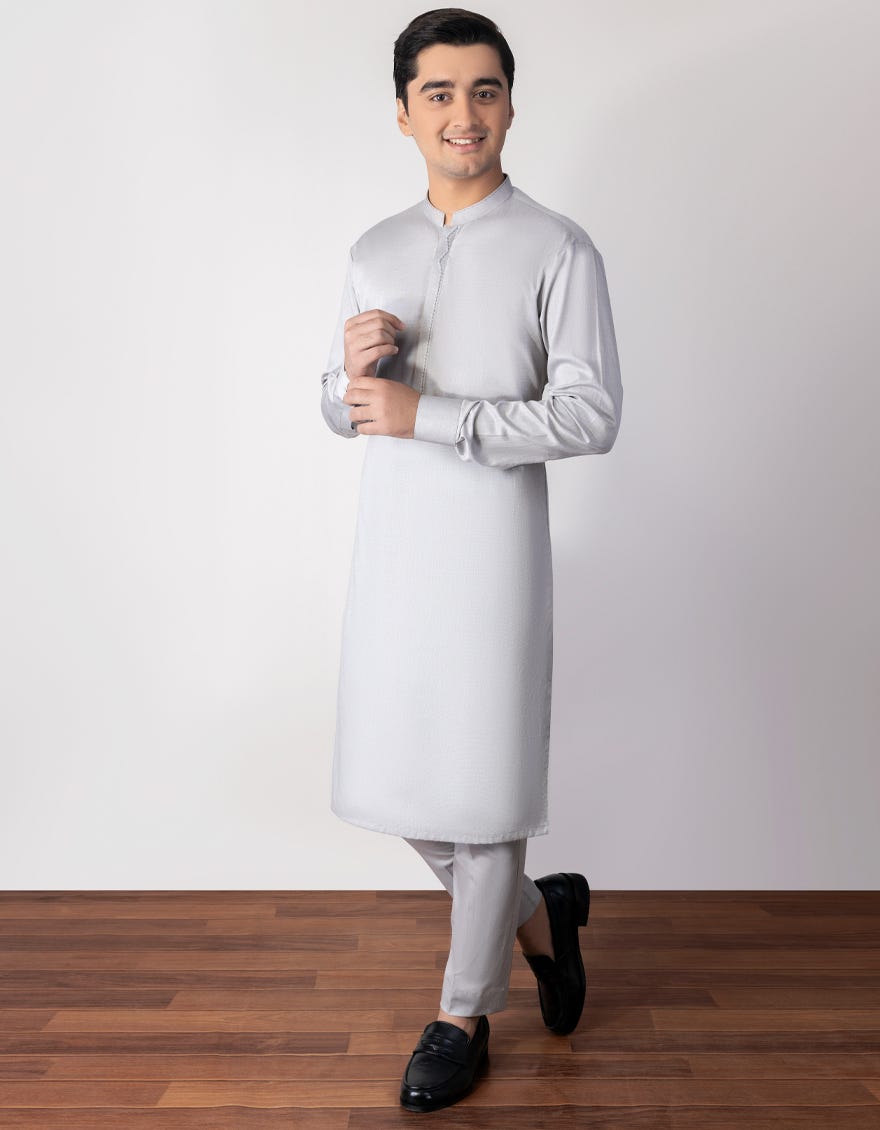 Grey Cotton Kurta Pajama | Jtkp-S-34302