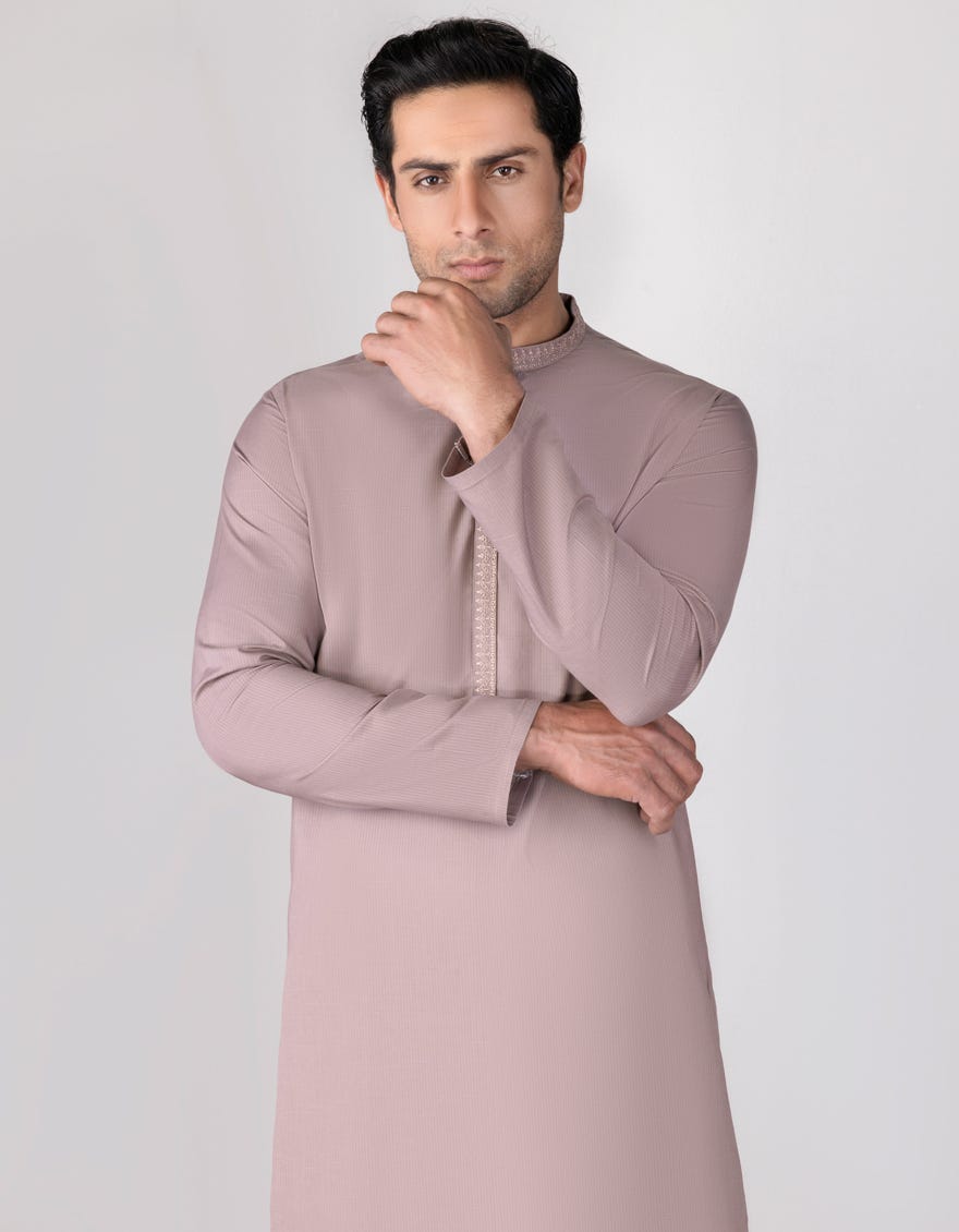 Rose Gold Polyester Men's Kurta | Jjk-S-34303