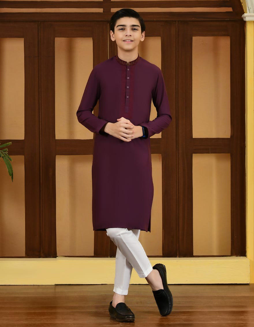Violet Blended Kid's Kurta | Jck-S-38631