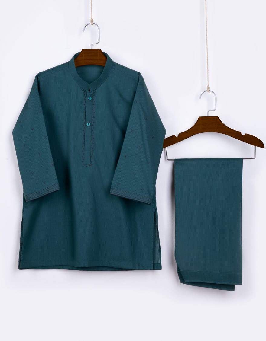 Forest Green Cotton Kameez Shalwar | Jjiks-S-34311