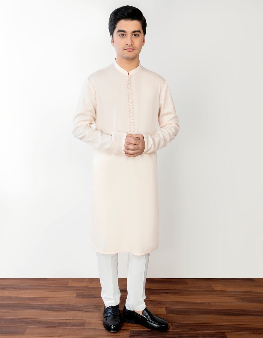 Fawn Blended Teen Boy's Kurta | Jtk-S-34321