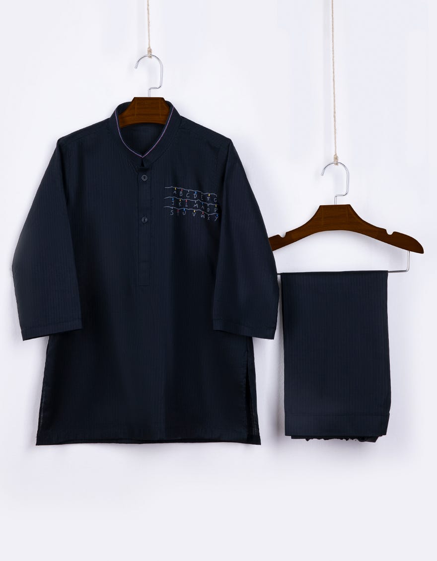 Black Cotton Kameez Shalwar | Jjiks-S-34326
