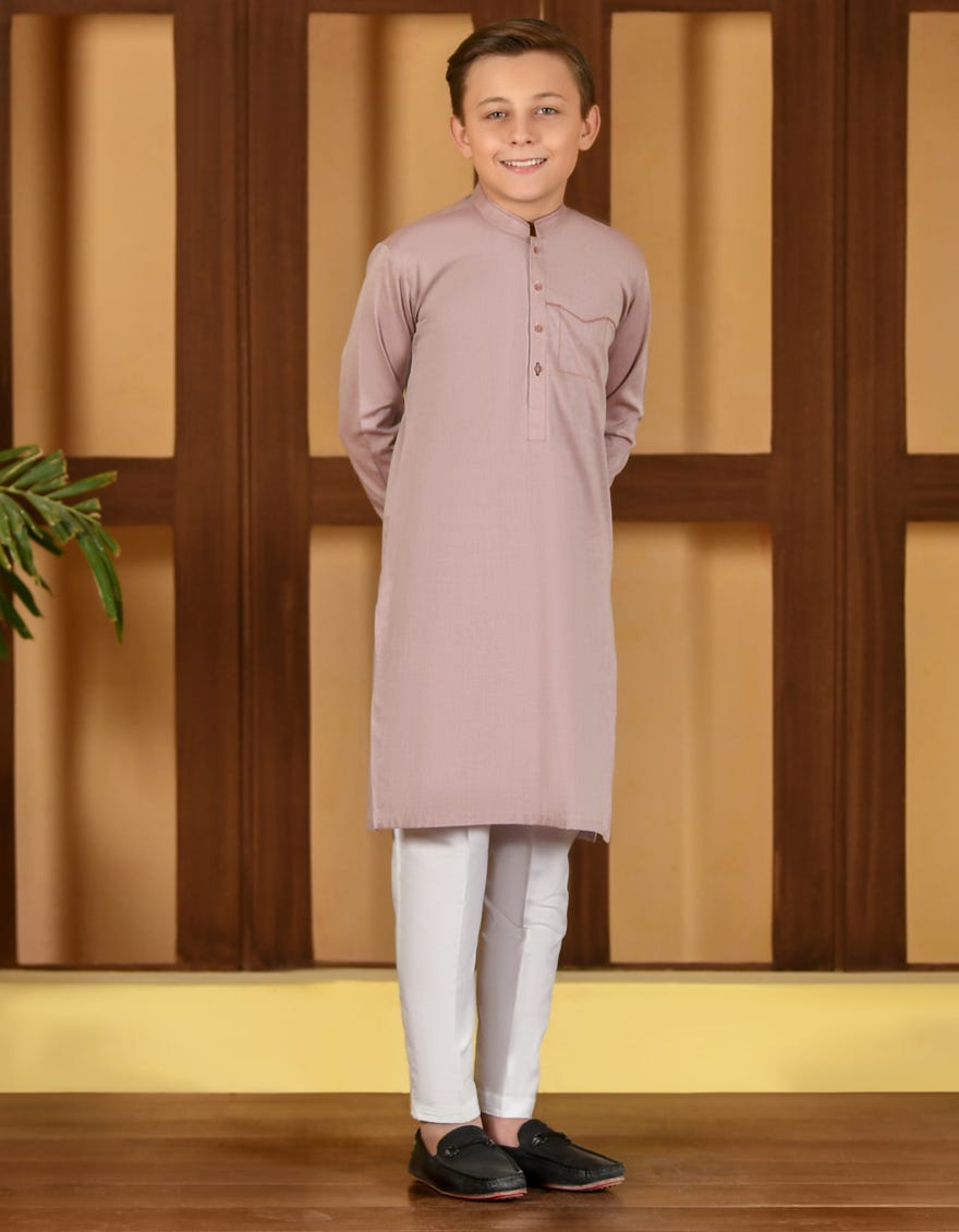 Pink Cotton Kid's Kurta | Jck-S-34332