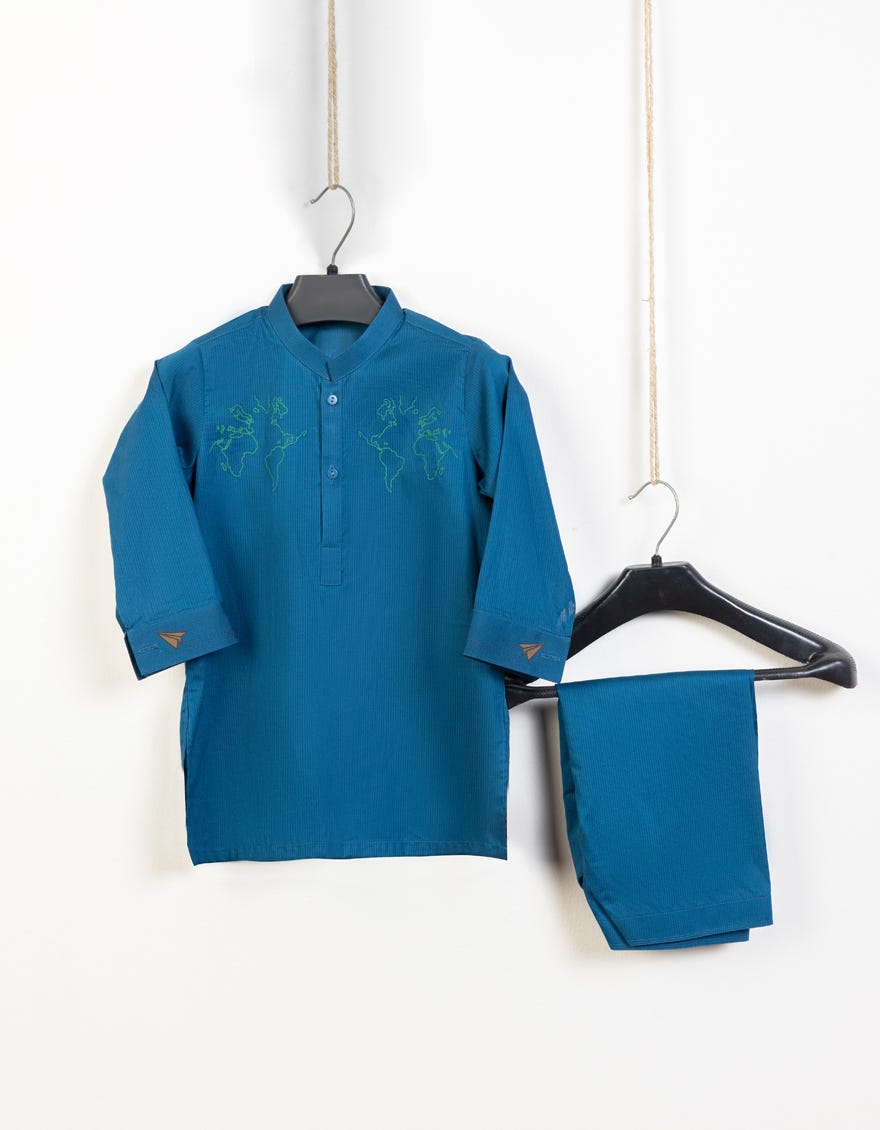 Blue Cotton Kameez Shalwar | Jjiks-S-34335