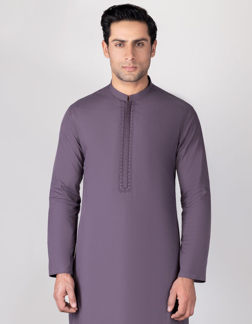 Deep Purple Blended Men's Kameez Shalwar | Jjks-A-34337