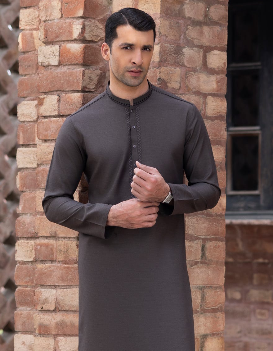 Dark Brown Blended Men's Kurta Pajama | Jjkp-S-34358