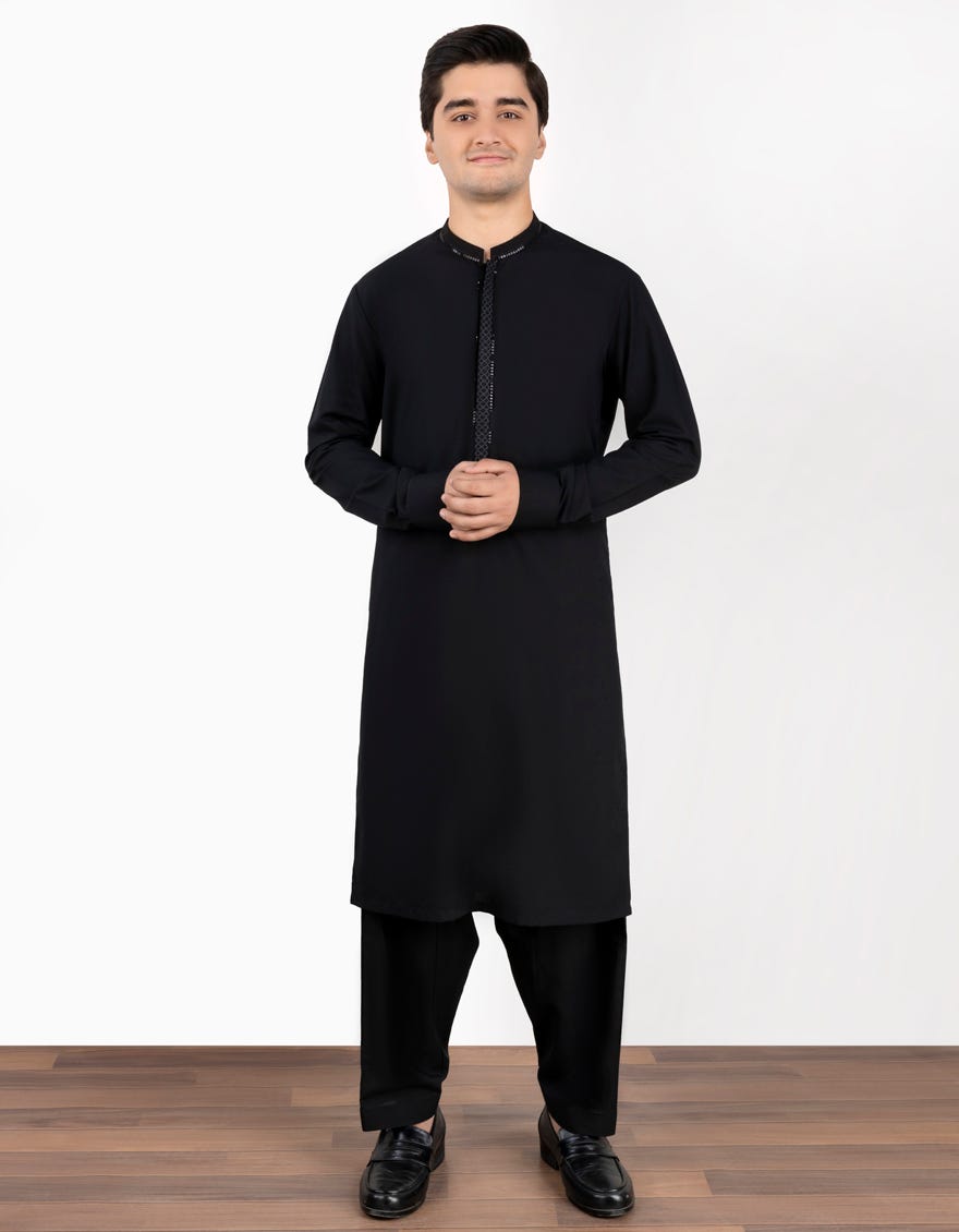 Black Blended Kurta Pajama | Jtkp-S-34362