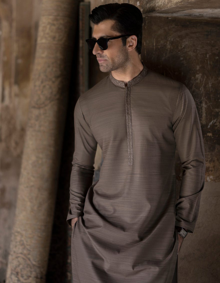 Brown Polyester Men's Kurta | Jjk-S-34366