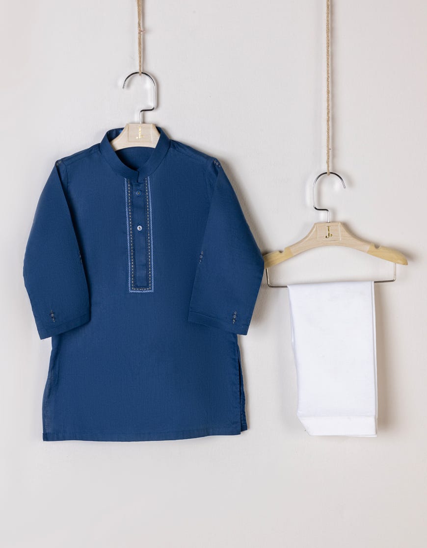 Dark Blue Cotton Kameez Shalwar | Jjiks-S-34369
