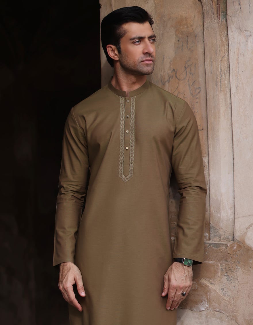 Green Cotton Men's Kurta | Jjk-S-34385
