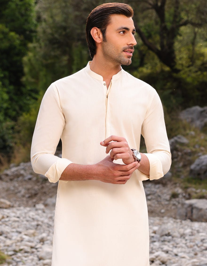 CREAM COTTON KURTA | JJK-A-34394