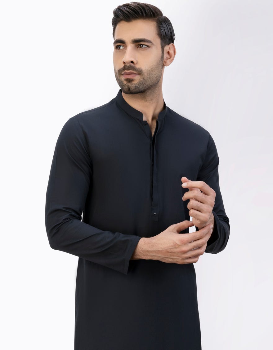 Black Men's Kurta | Jjk-A-34395