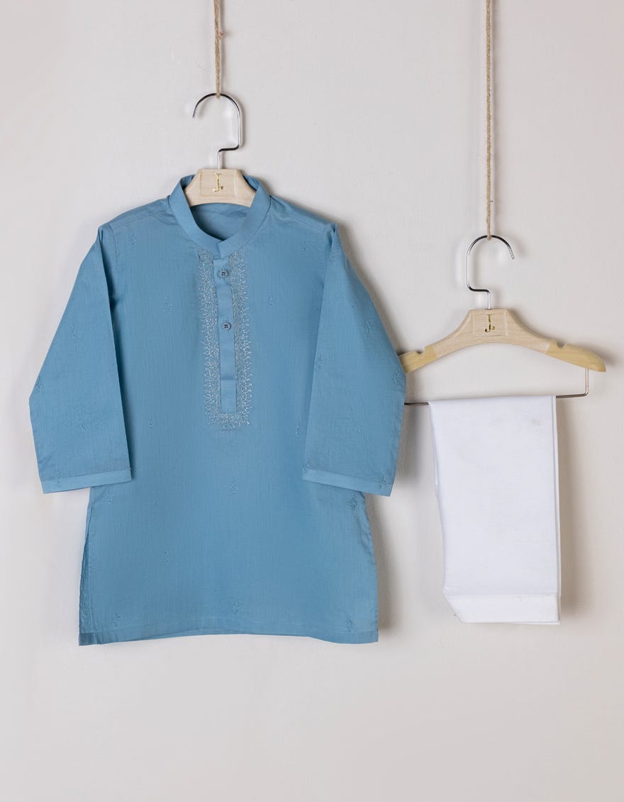 Blue Cotton Kameez Shalwar | Jjiks-S-34404