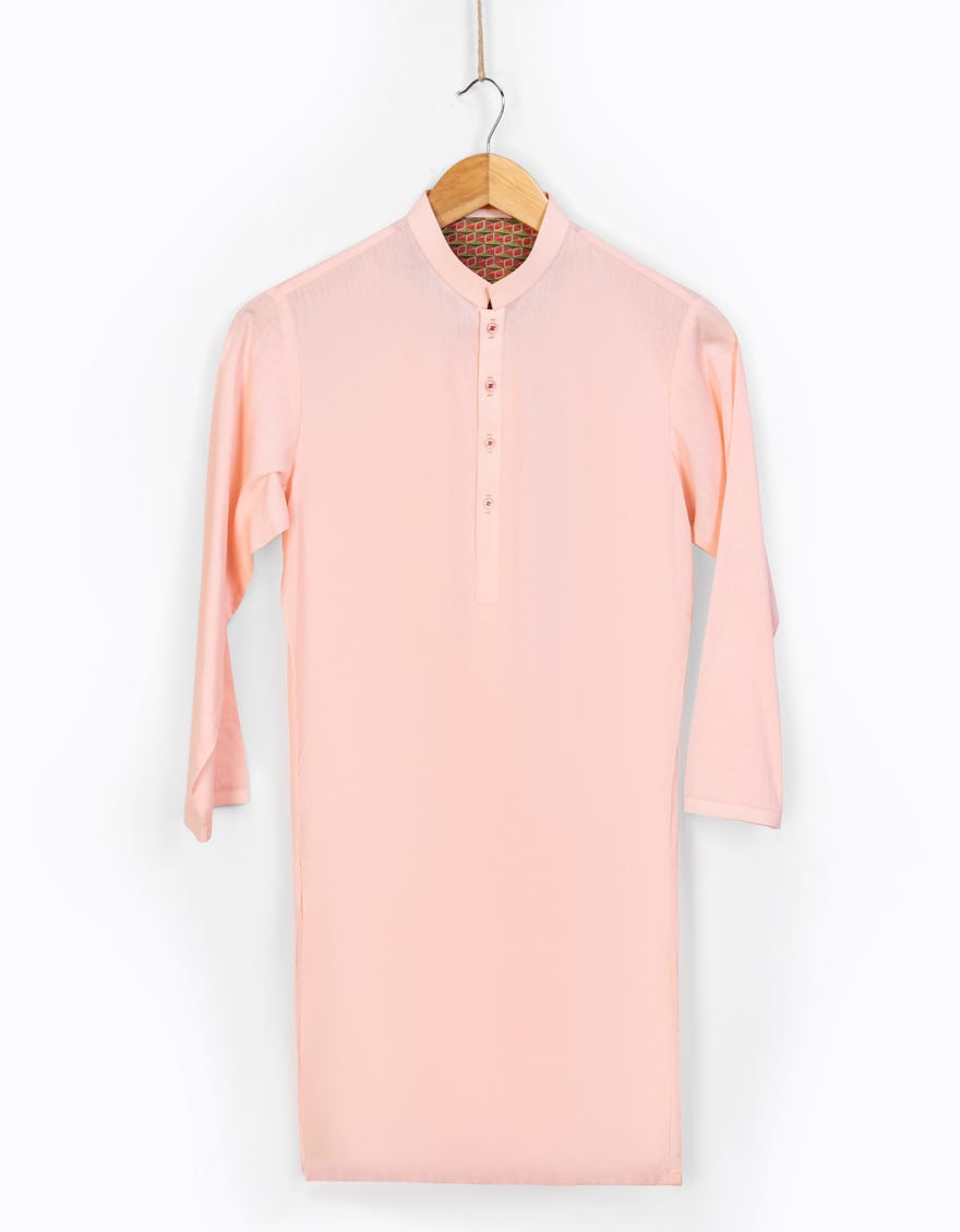 Baby Pink Cotton Kid's Kurta | Jck-S-34408