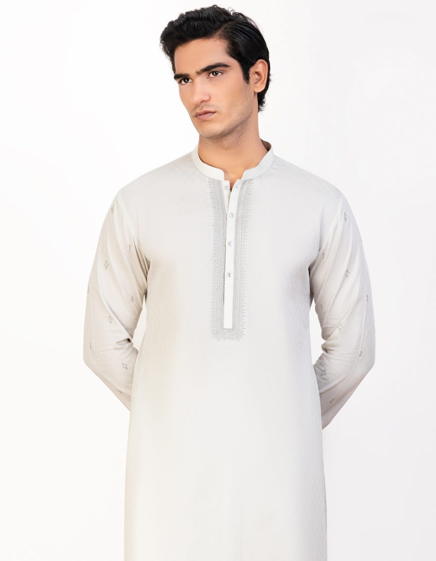 Ivory Cotton Men's Kurta | Jjk-S-34437